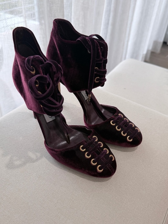 Jimmy Choo Shoes - Jimmy Choo burgundy velvet lace-up d’Orsay ankle-cuff pumps. I used it 1 time!